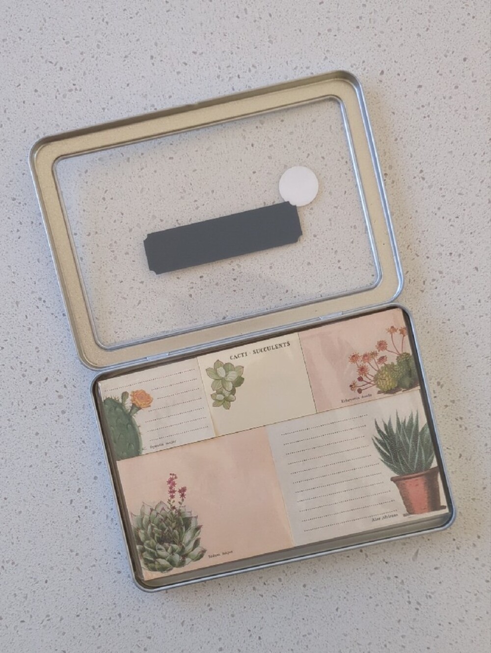 Succulent Pencil Set & Sticky Notes Tin - Floral Green - Picture 7 of 9